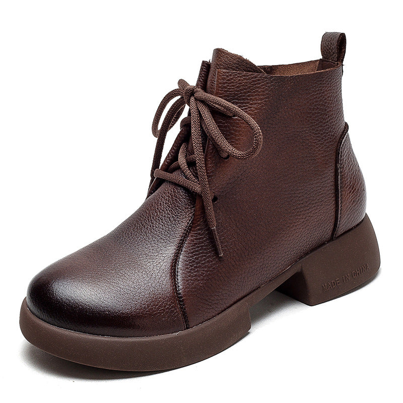 Women Minimalist Retro Leather Casual Ankle Boots Newgew Shoes