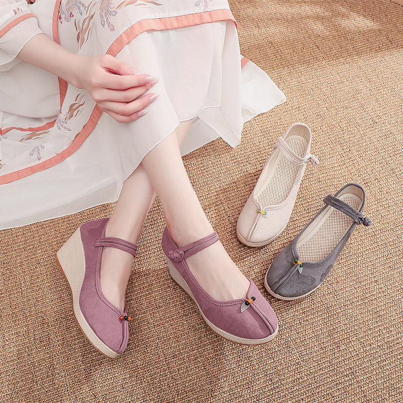 Women's Classic Cloth Embroidered Cotton And Linen Retro Canvas Shoes Newgew