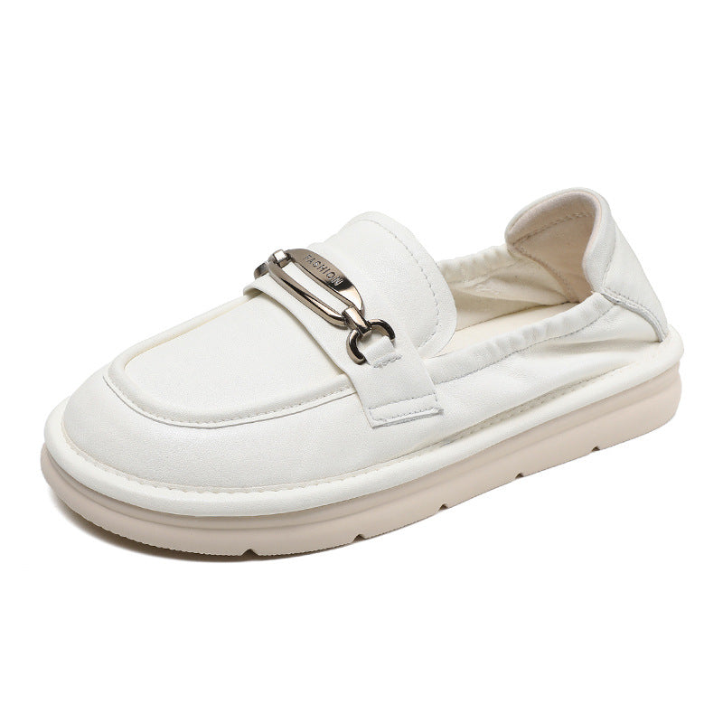 Women Retro Soft Leather Flat Casual Shoes Newgew Shoes