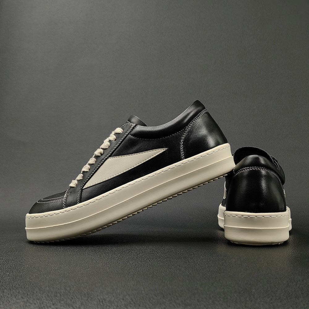 Men Casual Minimalist Patchwork Leather Flat Shoes Newgew Shoes