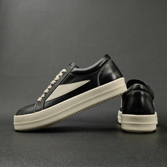 Men Casual Minimalist Patchwork Leather Flat Shoes Newgew Shoes