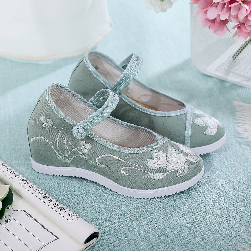 Women's Height Increasing Insole Round Toe Old Cloth Canvas Shoes Newgew