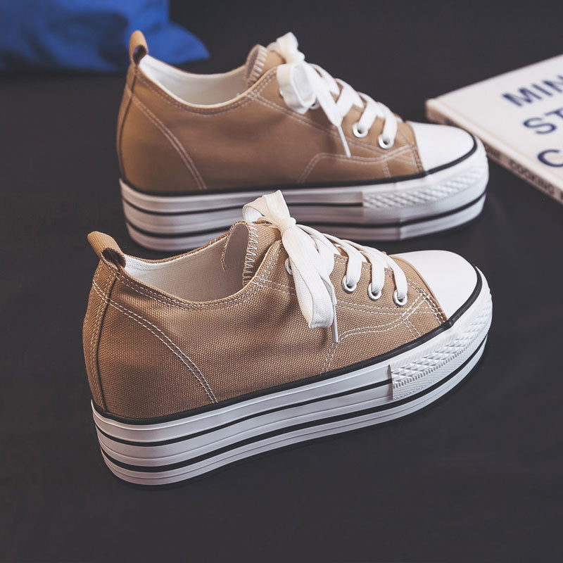 Women's Spring Versatile Korean Style Platform Canvas Shoes Newgew