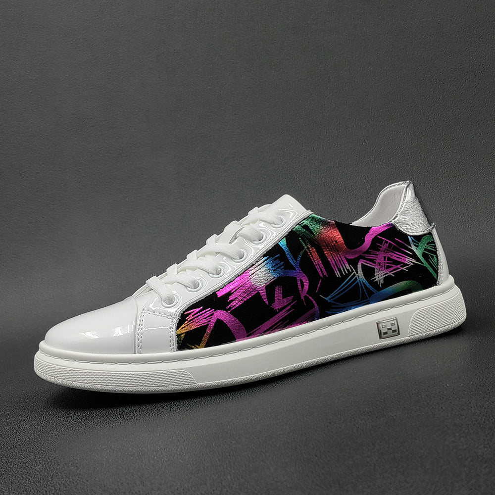 Men Stylish Fashion Print Leather Flat Casual Shoes Newgew Shoes