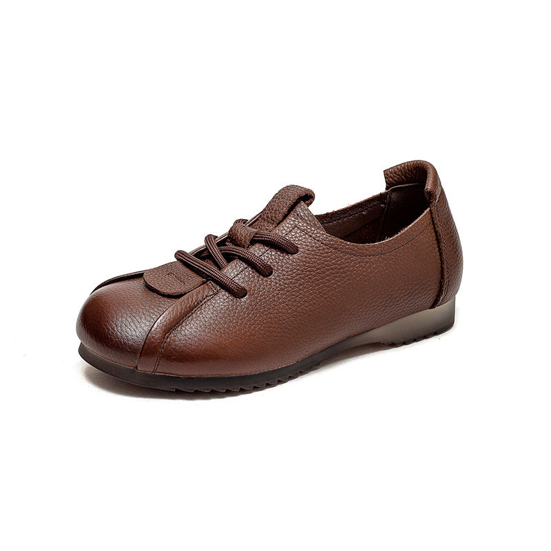Women Retro Soft Leather Flat Casual Shoes Newgew Shoes