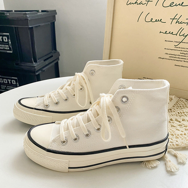 Women's Classic White Black Board Korean Style Canvas Shoes Newgew