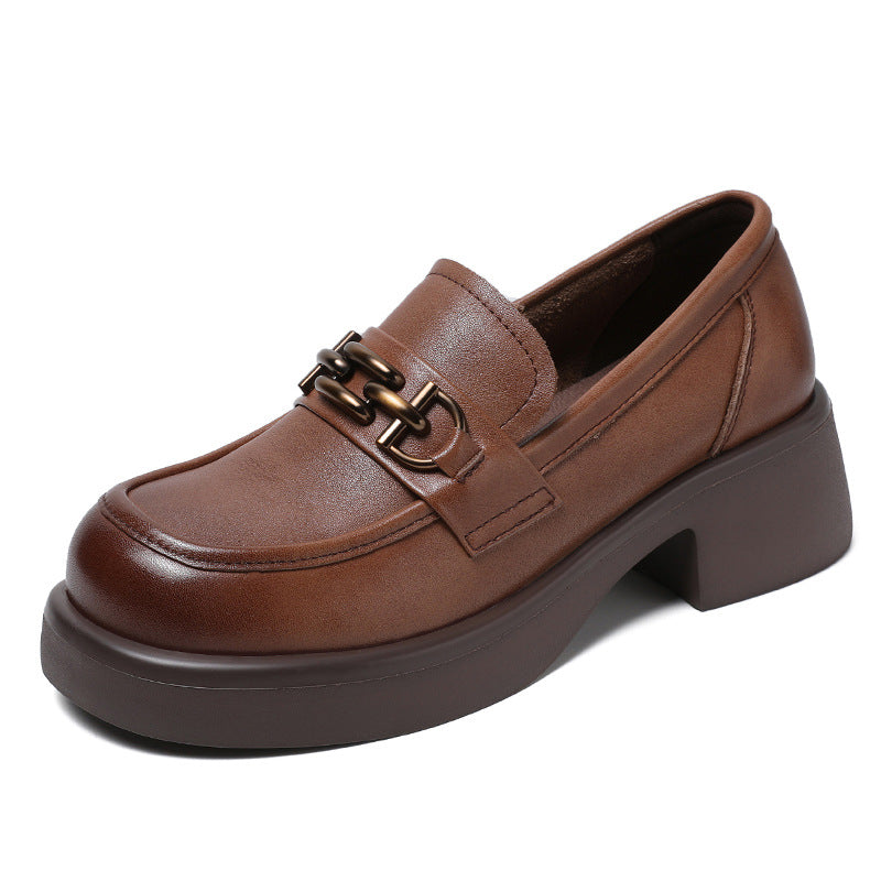 Women Retro Comfy Leather Low Heel Loafers Newgew Shoes