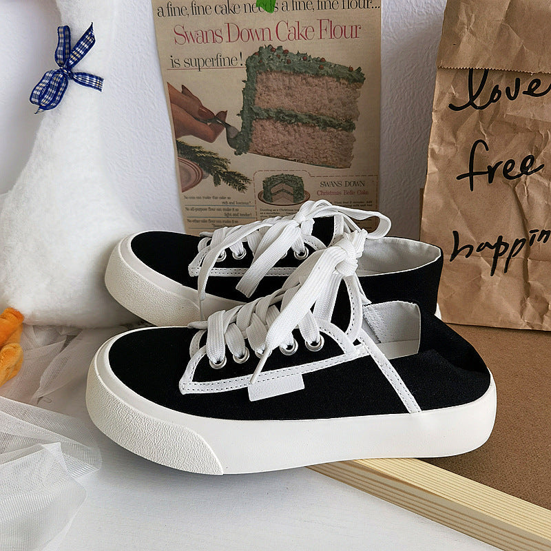 Women's Summer Thin Retro Breathable White Wild Canvas Shoes Newgew