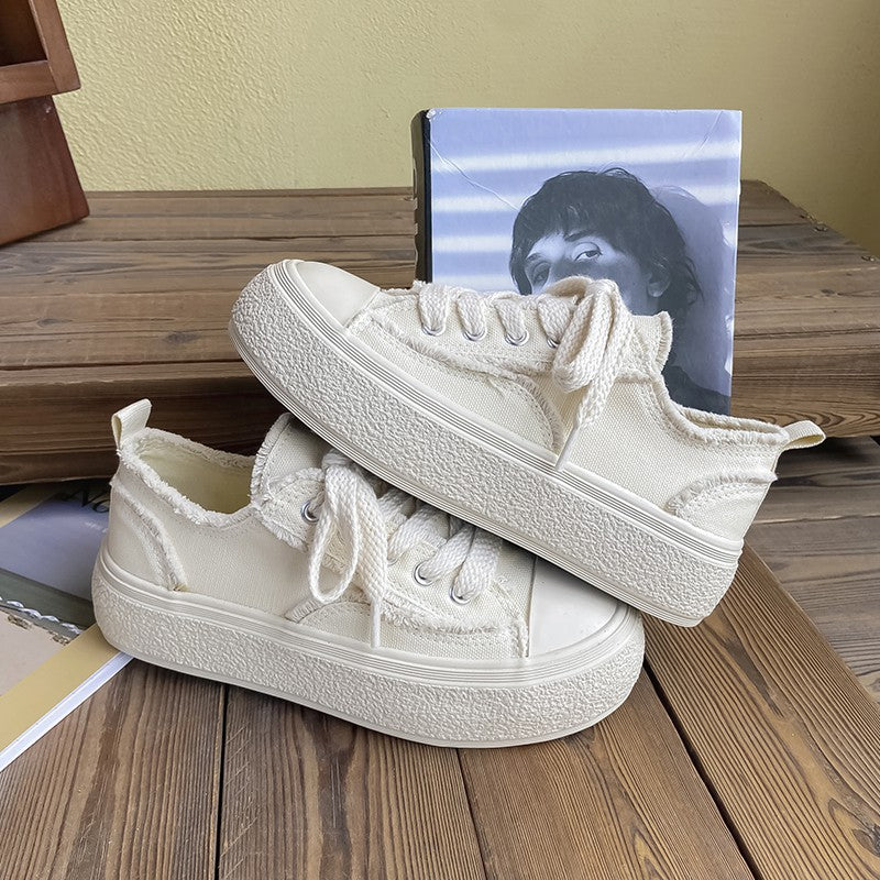 Pretty Beggar Black Breathable Platform Height Canvas Shoes Newgew