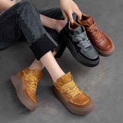 Women Retro Patchwork Thick Soled Casual Shoes Newgew Shoes