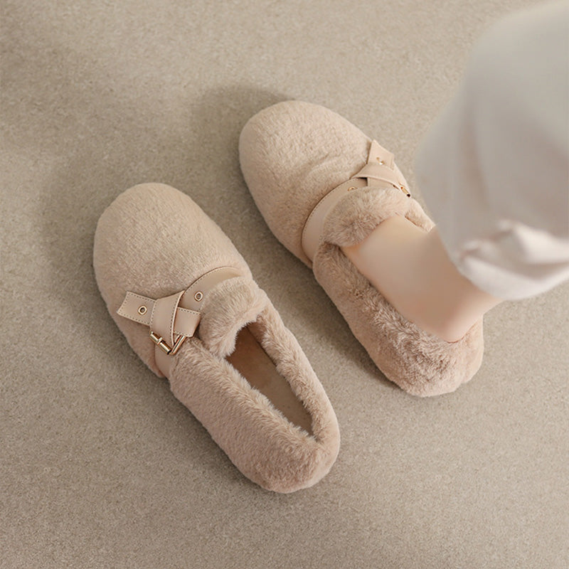 Women Soft Flat Home Casual Fur Shoes Newgew Shoes