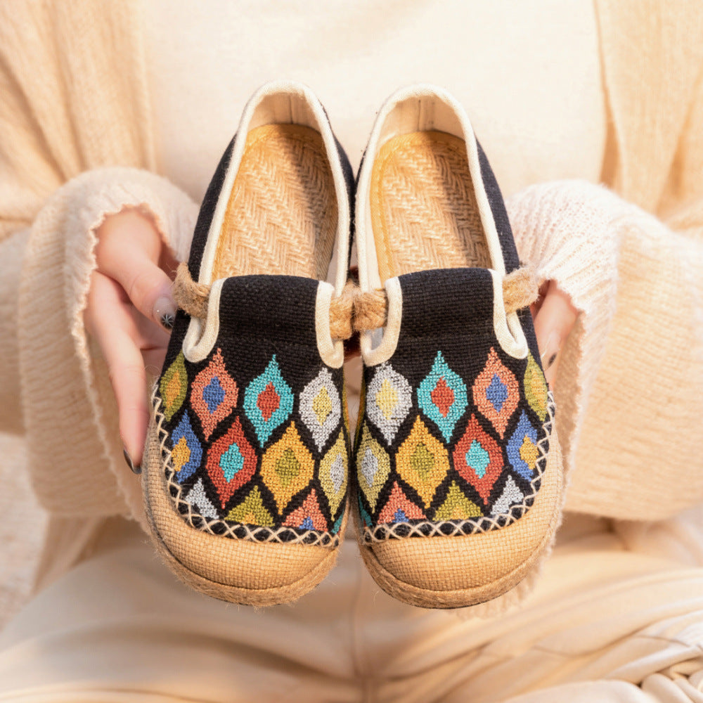 Glamorous Cross Stitch Colorful Peacock Industry Canvas Shoes Newgew