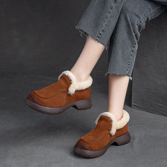Women Retro Minimalist Thick Soled Furred Casual Shoes Newgew Shoes