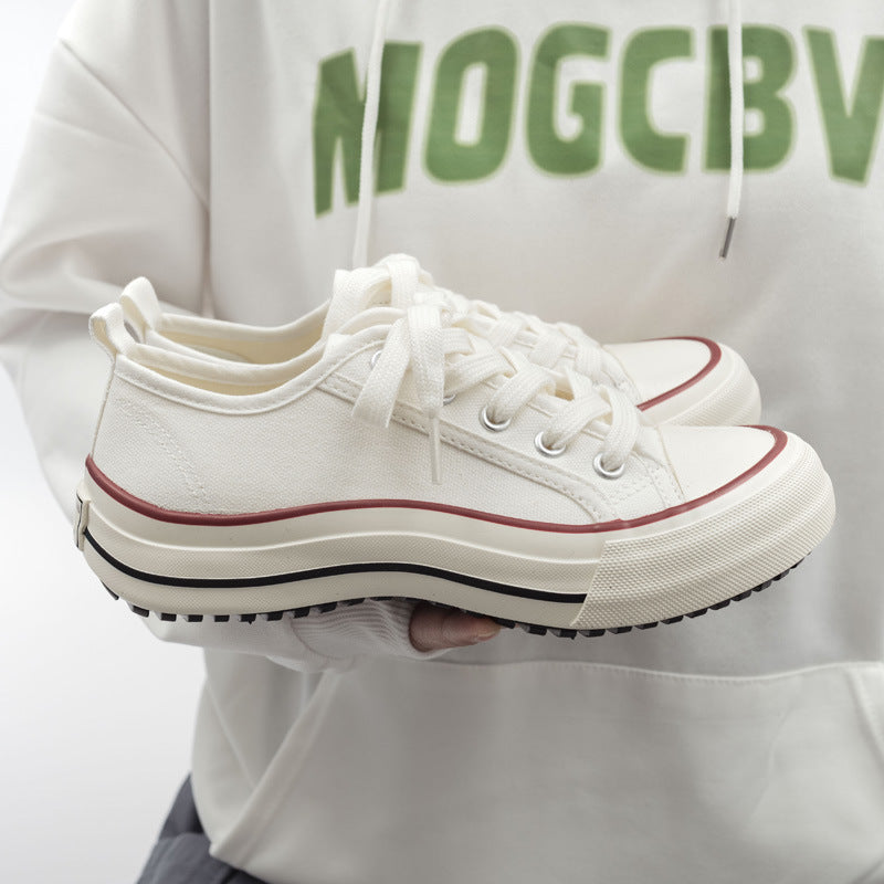Women's Fashionable Spring Versatile Korean Style Platform Canvas Shoes Newgew