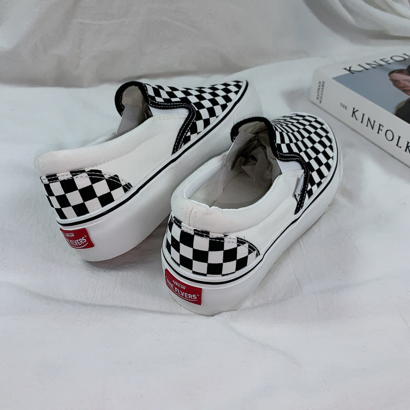 Flange In Black And White Plaid Canvas Shoes Newgew