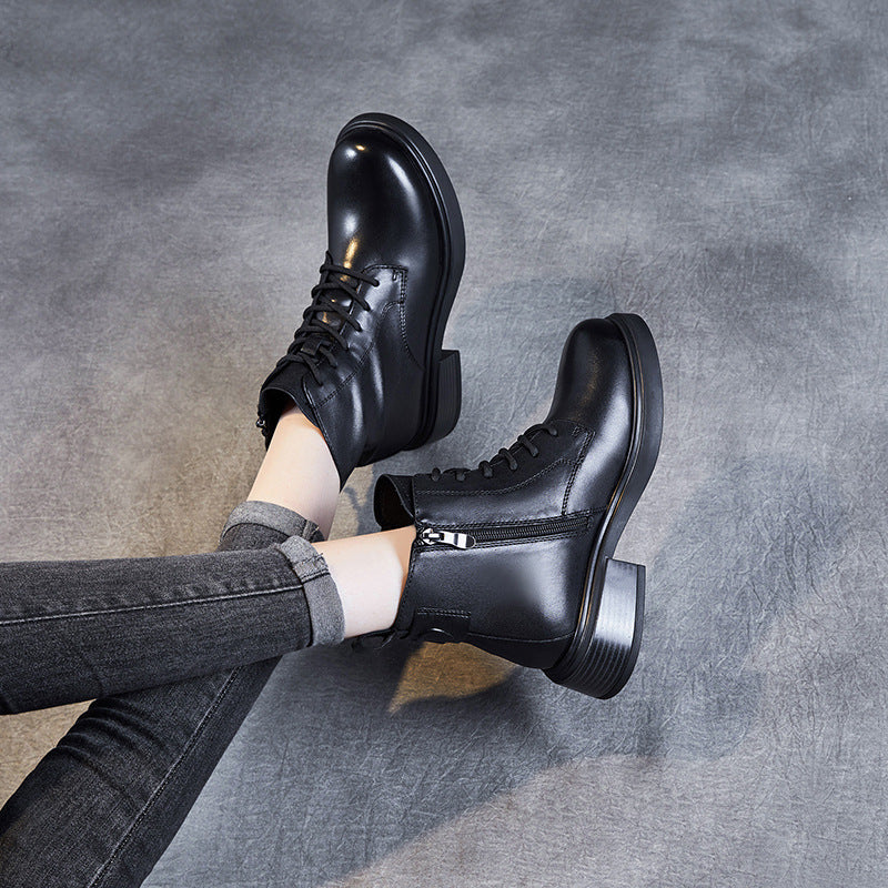 Women Minimalist Retro Soft Leather Ankle Boots Newgew Shoes