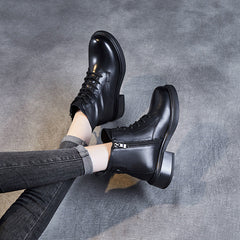 Women Minimalist Retro Soft Leather Ankle Boots Newgew Shoes