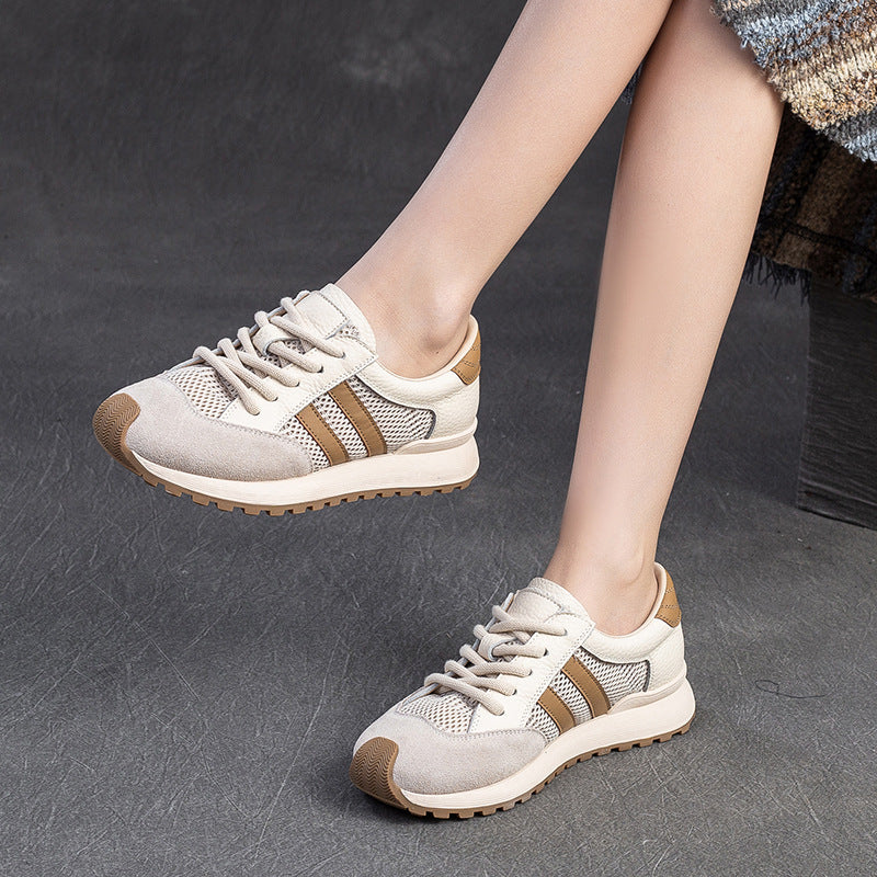 Women Fashion Leather Breathable Mesh Casual Shoes Newgew Shoes