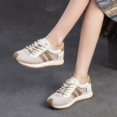 Women Fashion Leather Breathable Mesh Casual Shoes Newgew Shoes