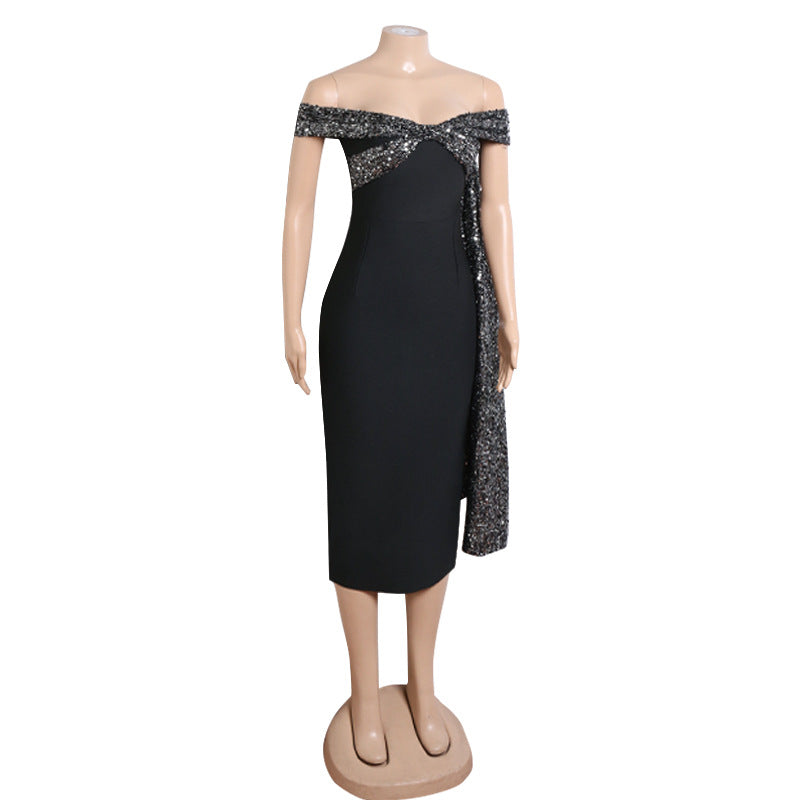 Statement Sequin Bow Midi Dress Newgew