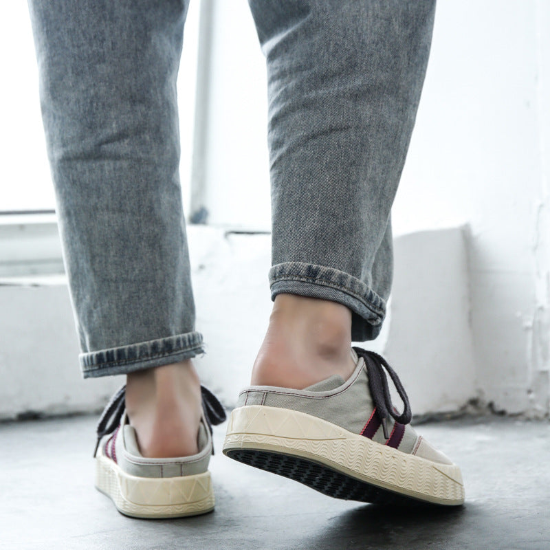 Men Fashion Patchwork Canvas Flat Casual Shoes Newgew Shoes