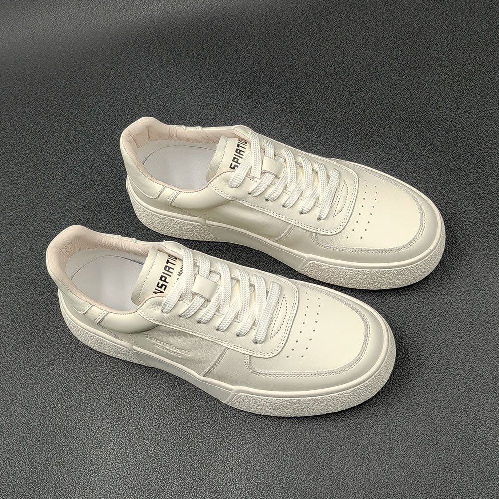 Men Fashion Minimalist Solid Leather Flat Casual Shoes Newgew Shoes
