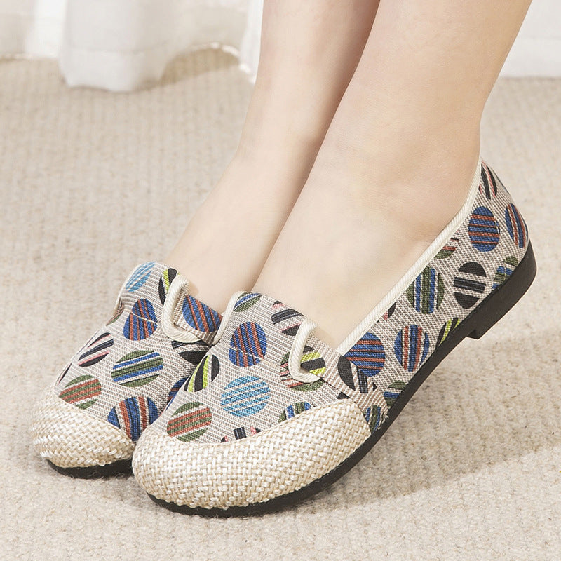 Women's Slip-on Flat Mom Linen Leisure Old Canvas Shoes Newgew