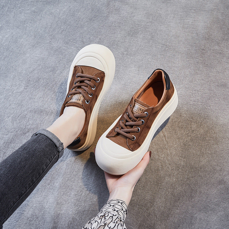 Women Fashion Leather Thick Soled Casual Shoes Newgew Shoes