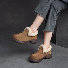 Women Retro Minimalist Thick Soled Furred Casual Shoes Newgew Shoes