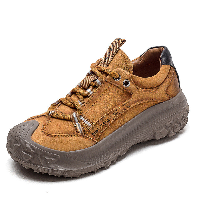 Women Retro Patchwork Leather Lug Sole Casual Shoes Newgew Shoes
