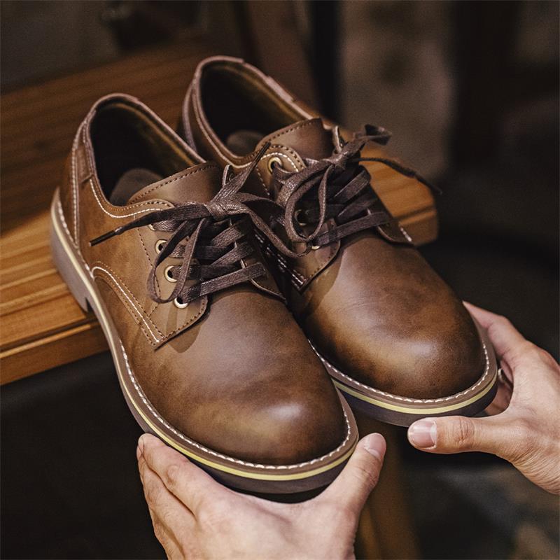 Men Classic Cowhide Leather Casual Work Shoes Newgew Shoes