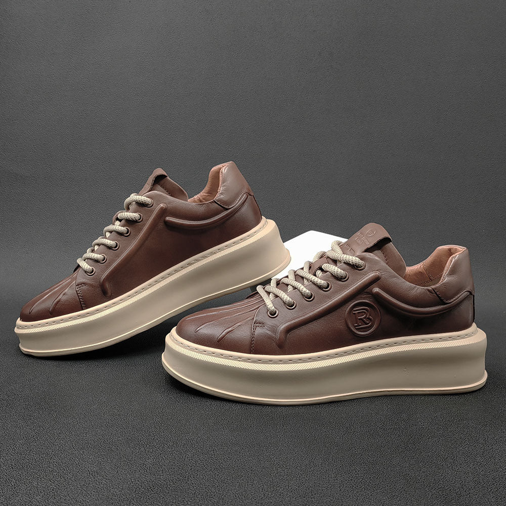 Men Minimalist Leather Thick Soled Casual Shoes Newgew Shoes