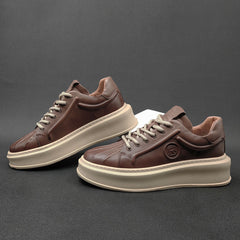 Men Minimalist Leather Thick Soled Casual Shoes Newgew Shoes