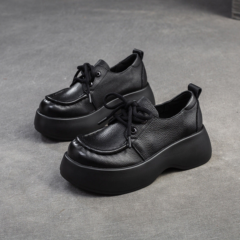 Women Minimalist Soft Leather Thick Soled Casual Shoes Newgew Shoes