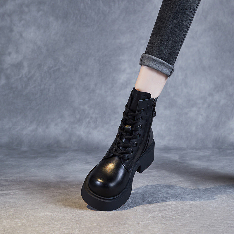 Women Minimalist Soft Leather Thick Soled Boots Newgew Shoes
