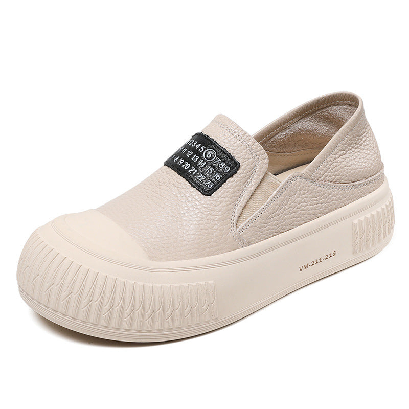 Women Minimalist Leather Thick Soled Flat Casual Shoes Newgew Shoes