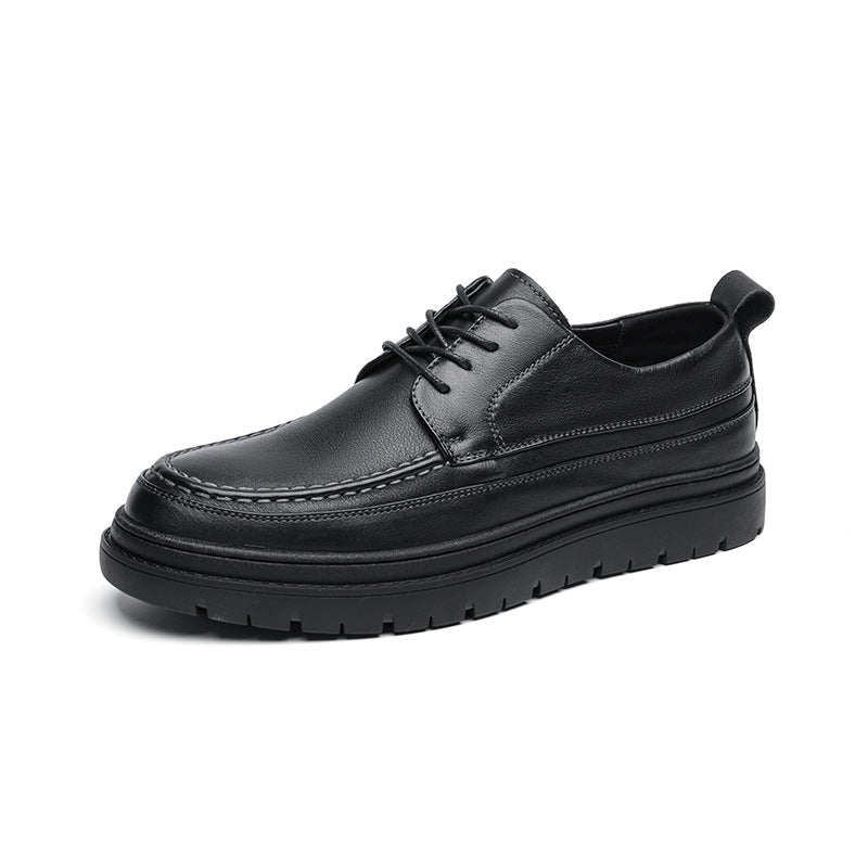 Men Retro Solid Cowhide Thick Soled Casual Shoes Newgew Shoes