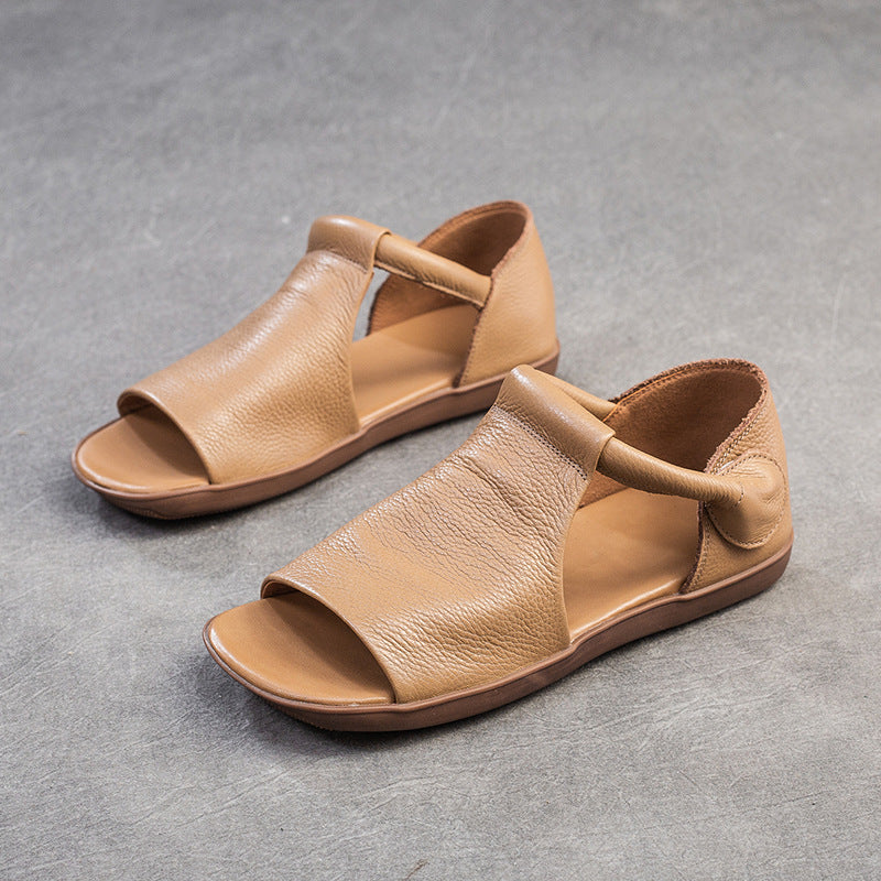 Women Minimalist Leather Flat Casual Sandals Newgew Shoes