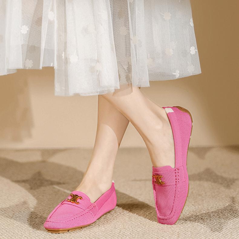 Flat Soft Sole Flying Woven Square Toe Loafers NewGew