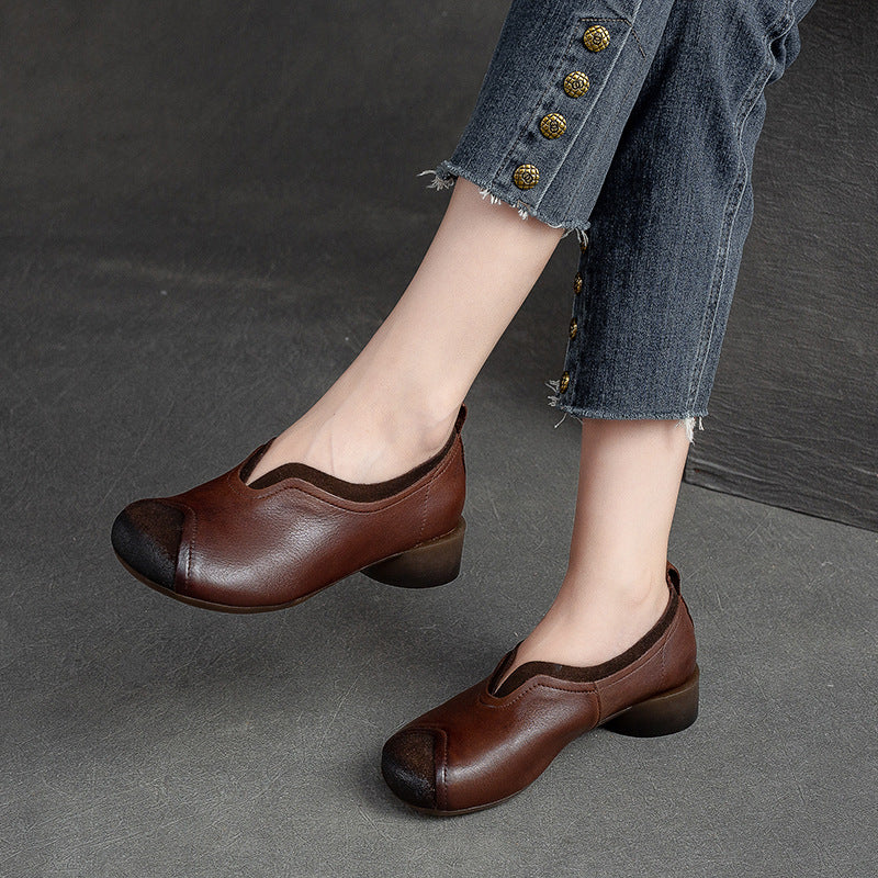 Women Retro Handcraft Patchwork Leather Casual Shoes Newgew Shoes