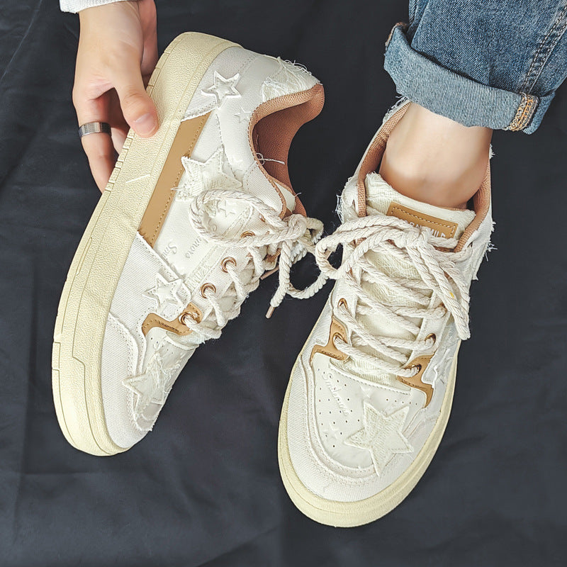Men Fashion Patchwork Canvas Flat Skate Shoes Newgew Shoes