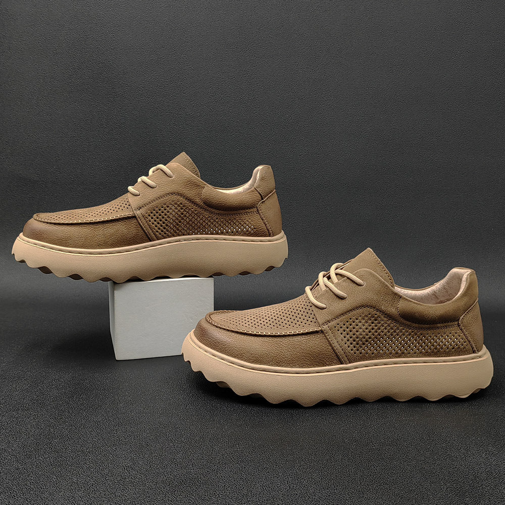 Men Minimalist Hollow Leather Breathable Casual Shoes Newgew Shoes