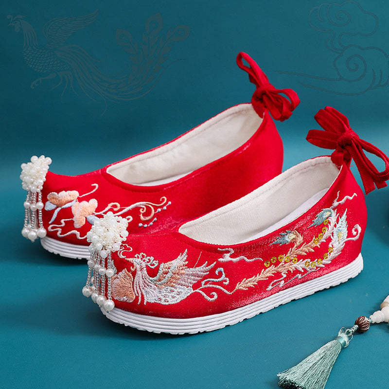 Women's For Han Chinese Clothing Style Costume Height Increasing Canvas Shoes Newgew