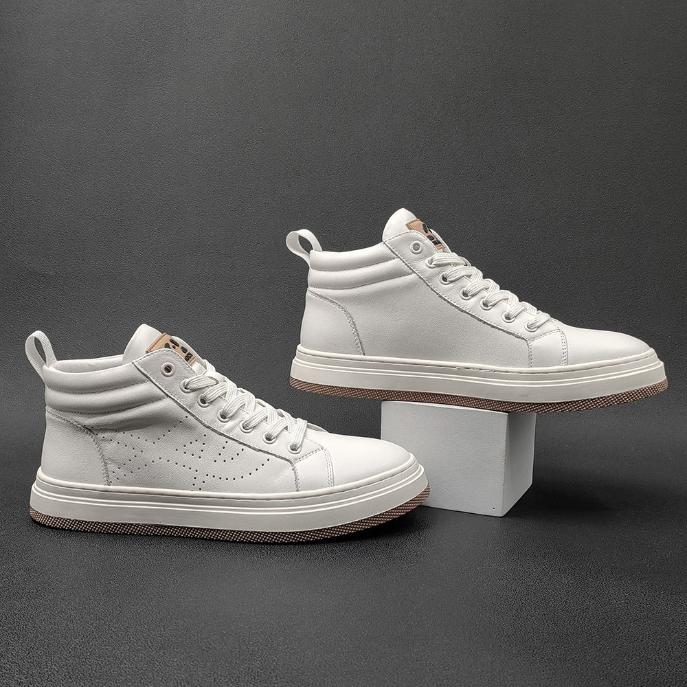 Men Fashion Breathable Leather Casual High Top Shoes Newgew Shoes