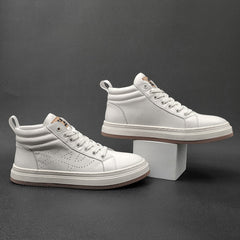 Men Fashion Breathable Leather Casual High Top Shoes Newgew Shoes