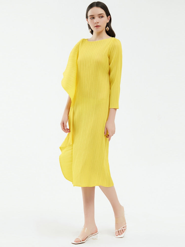 Ladies' High-End Asymmetrical Solid Color Patchwork Dress Newgew Dresses