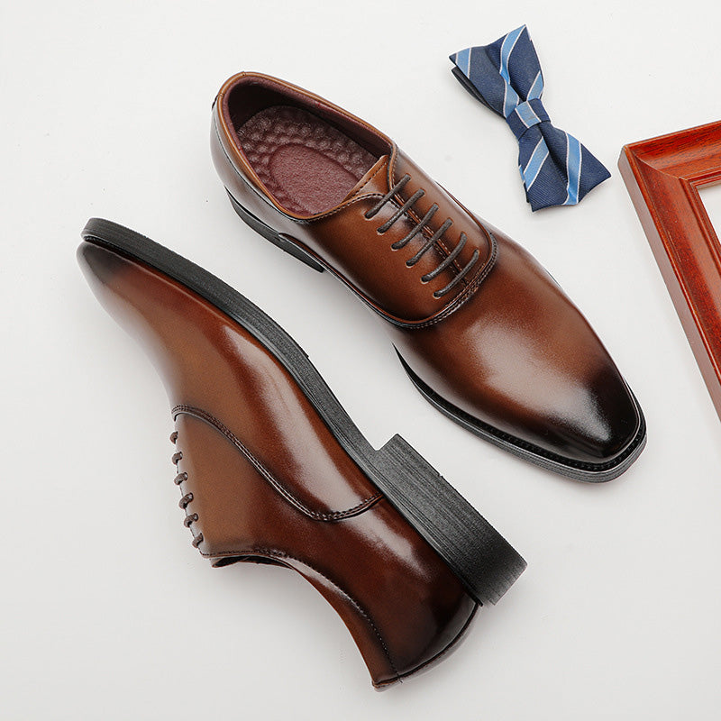 Men Solid Classic Cowhide Minimalist Oxford Shoes Newgew Shoes
