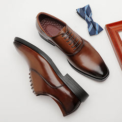 Men Solid Classic Cowhide Minimalist Oxford Shoes Newgew Shoes