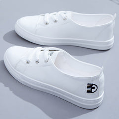 Women's Slip-on Summer White Flat Skateboard Korean Canvas Shoes Newgew