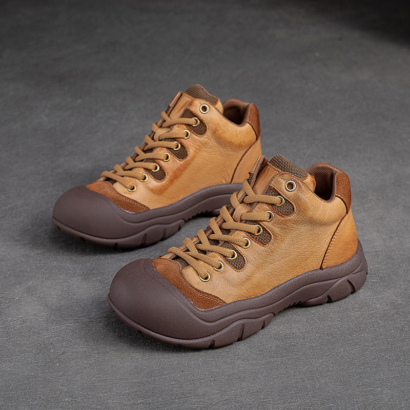 Women Retro Leather Thick Soled Causal Shoes Newgew Shoes